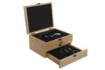 CAIXA MADEIRA C/7 PEÇAS INOX P/VINHO