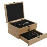 CAIXA MADEIRA C/7 PEÇAS INOX P/VINHO