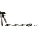 CAIXA MADEIRA C/7 PEÇAS INOX P/VINHO