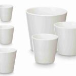 CONJ.3 VASOS CONICOS CERAMICA COR:BRANCO