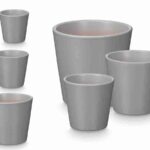 CONJ.3 VASOS CONICOS CERAMICA COR:CINZA