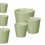 CONJ.3 VASOS CONICOS CERAMICA COR:VERDE