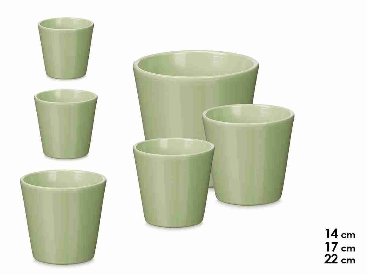 35224 CONJ.3 VASOS CONICOS CERAMICA COR:VERDE - Image 1