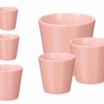 CONJ.3 VASOS CONICOS CERAMICA COR:ROSA