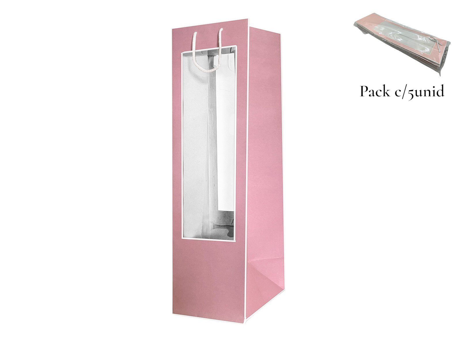 38I2003 CAIXA PAPEL C/JANELA P/PLANTAS PACK C/5UNID COR:ROSA - Image 1