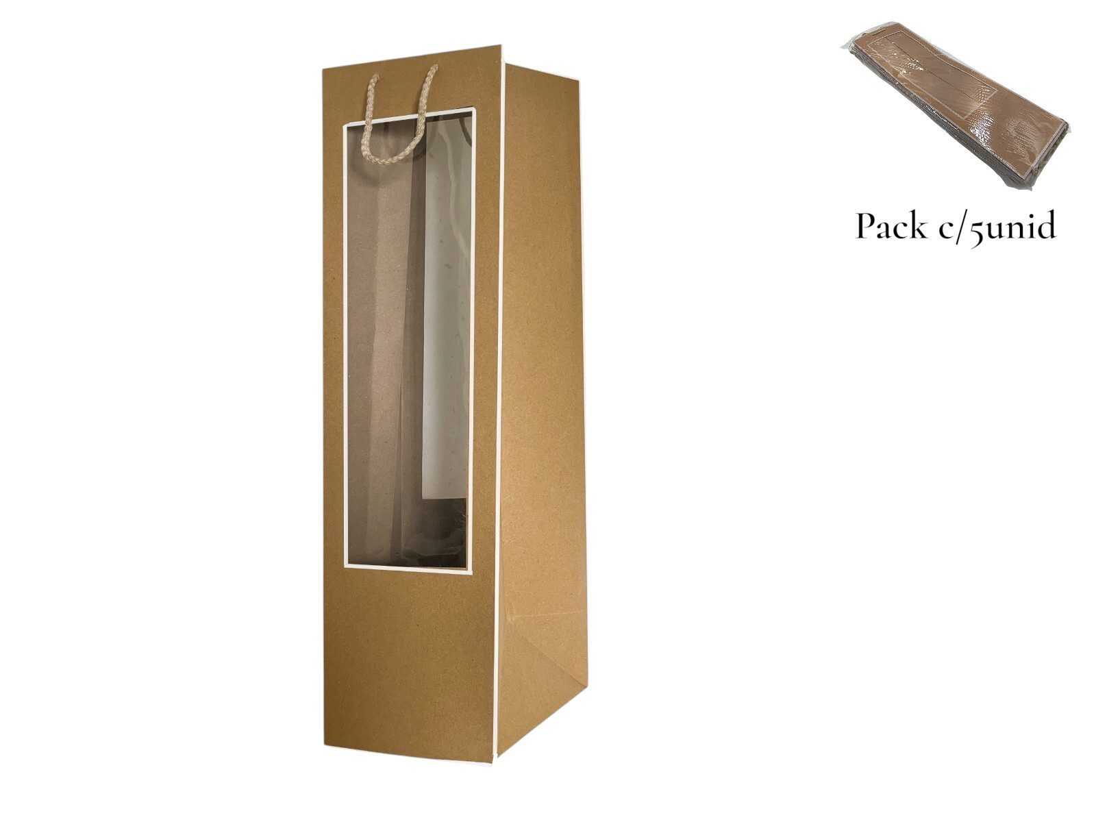 38I2007 CAIXA PAPEL C/JANELA P/PLANTAS PACK C/5UNID COR:NATURAL - Image 1