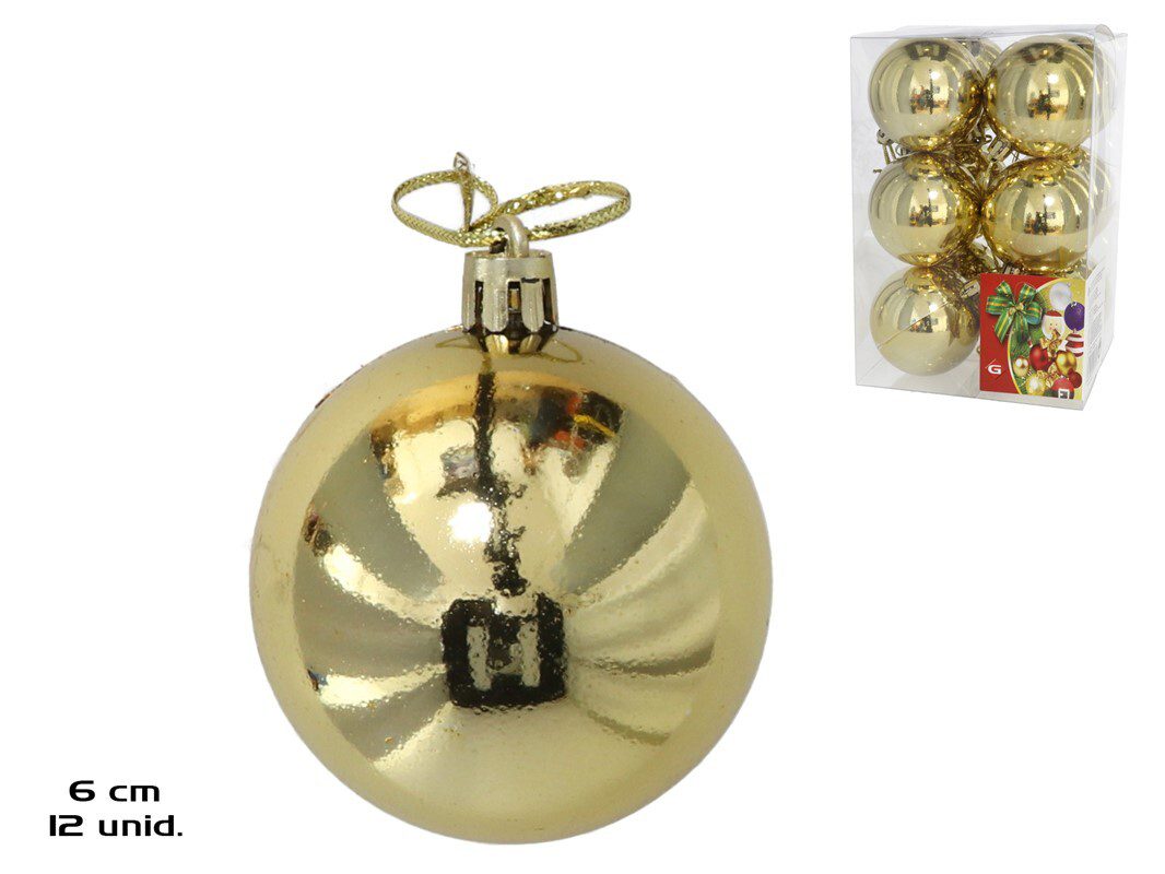 8430540499705 CONJ.12 BOLAS NATAL 6CM COR:DOURADO - Image 1