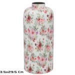 JARRA METAL C/MOTIVOS FLORES COR:ROSA