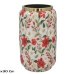 JARRA METAL C/MOTIVOS FLORE HIBISCUS COR:CREME