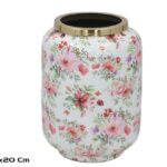 JARRA METAL C/MOTIVOS FLORES COR:ROSA