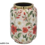 JARRA METAL C/MOTIVOS FLORE HIBISCUS COR:CREME