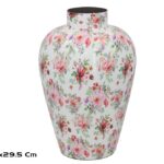 JARRA METAL C/MOTIVOS FLORES COR:ROSA