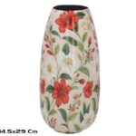 JARRA METAL C/MOTIVOS FLORE HIBISCUS COR:CREME