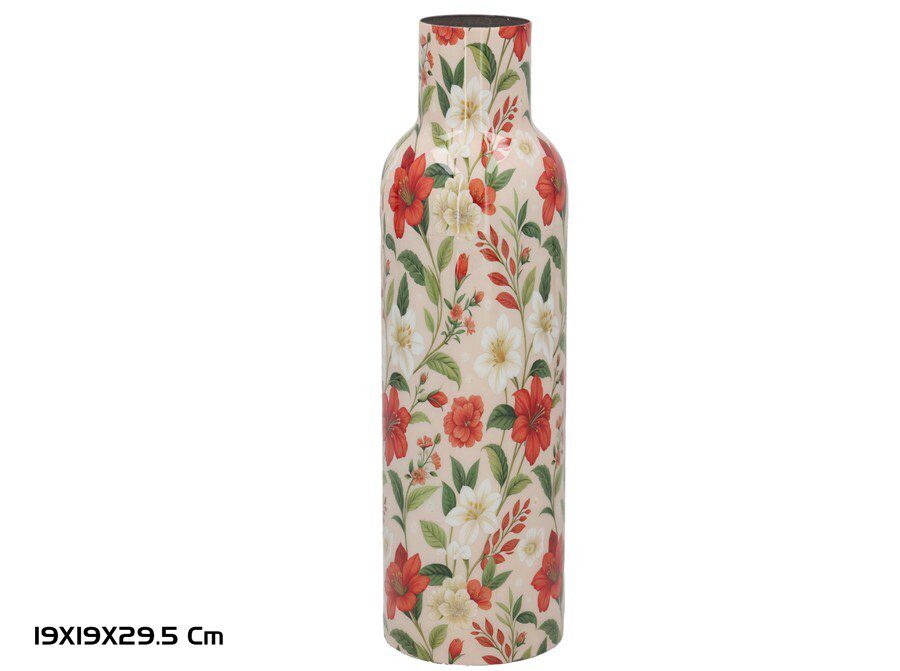 8445393603735 JARRA METAL C/MOTIVOS FLORE HIBISCUS COR:CREME - Image 1
