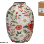 JARRA METAL C/MOTIVOS FLORE HIBISCUS COR:CREME