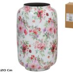 JARRA METAL C/MOTIVOS FLORES COR:ROSA