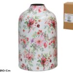 JARRA METAL C/MOTIVOS FLORES COR:ROSA