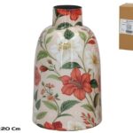 JARRA METAL C/MOTIVOS FLORE HIBISCUS COR:CREME