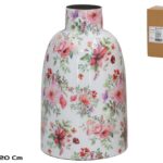 JARRA METAL C/MOTIVOS FLORES COR:ROSA