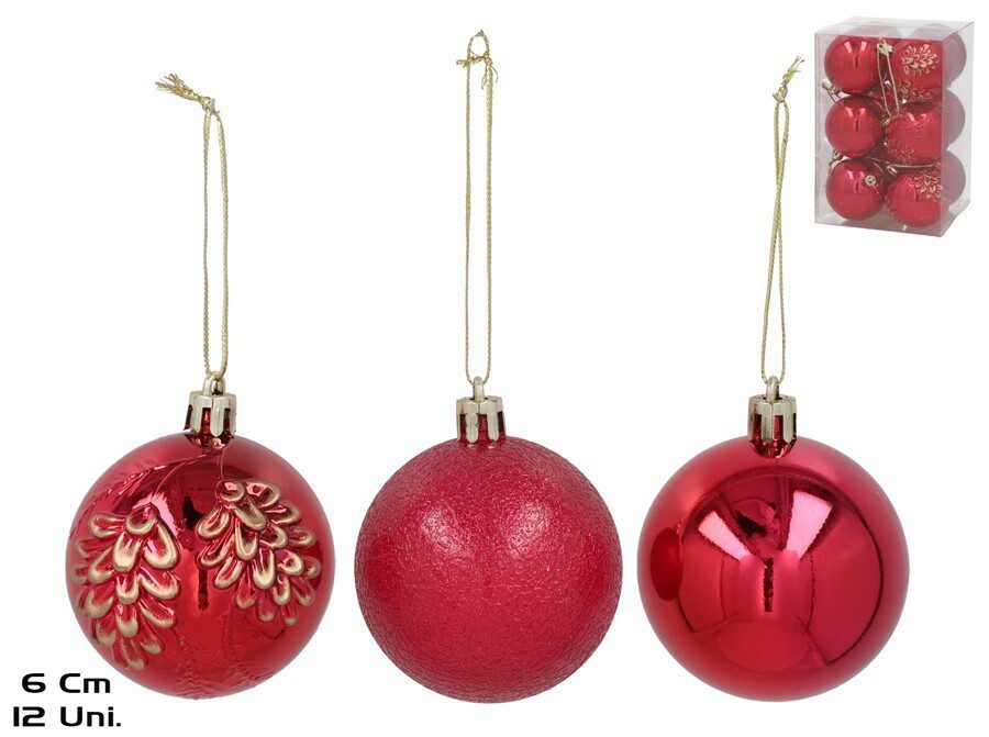 8445393615899 BOLA DE NATAL CONJ.12 6CM COR:VERMELHO - Image 1