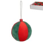 BOLA VELUDO 8CM COR:VERDE/VERMELHO