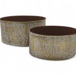 CONJ.2 VASOS METAL OVAL. COR:OURO