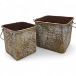 CONJ.2 VASOS METAL QUAD. COR:OURO