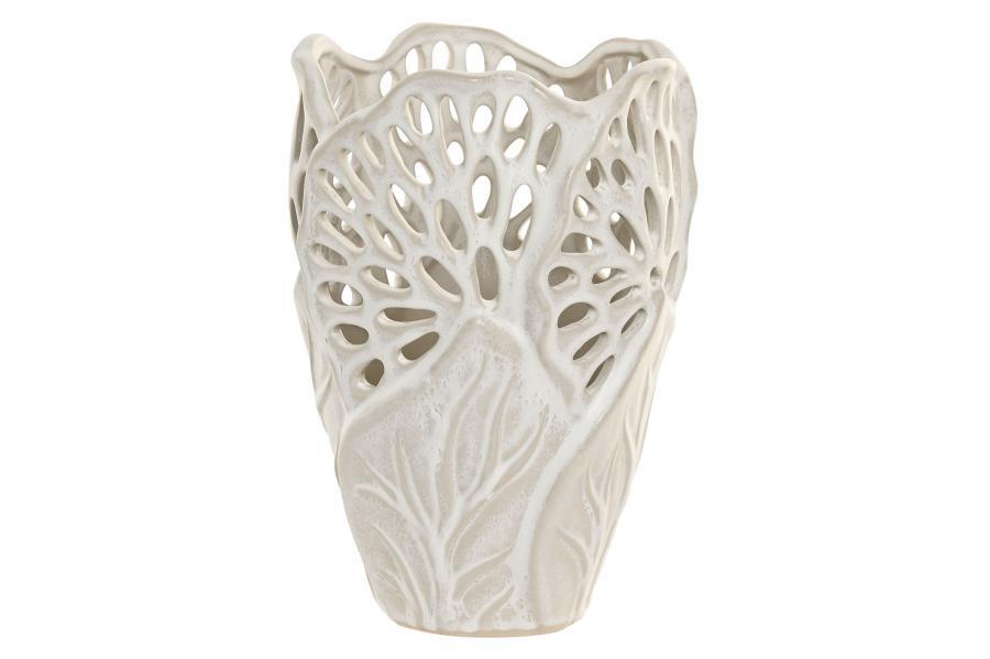 jr-222264 JARRA CERAMICA FOLHA COR:BRANCO - Image 1