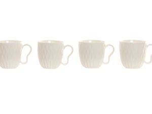 CONJ.4 CANECAS PORCELANA C/SUPORTE BAMBU