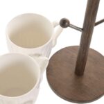 CONJ.4 CANECAS PORCELANA C/SUPORTE BAMBU