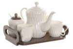 SERVICO DE CAFE PORCELANA CONJ.6 C/TABULEIRO BAMBU