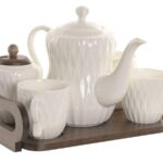 SERVICO DE CAFE PORCELANA CONJ.6 C/TABULEIRO BAMBU