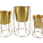 CONJ. 3 SUPORTES C/VASO COR:OURO