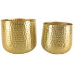 METAL -CONJ. 2 VASOS RED. COR DOURADO