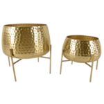 METAL -CONJ. 2 SUPORTES C/VASO COR DOURADO