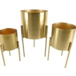 CONJ. 3 SUPORTES C/VASO COR DOURADO