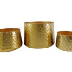 METAL -CONJ. 3 VASOS COR DOURADO