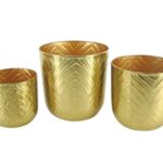 METAL -CONJ. 3 VASOS RED. COR DOURADO