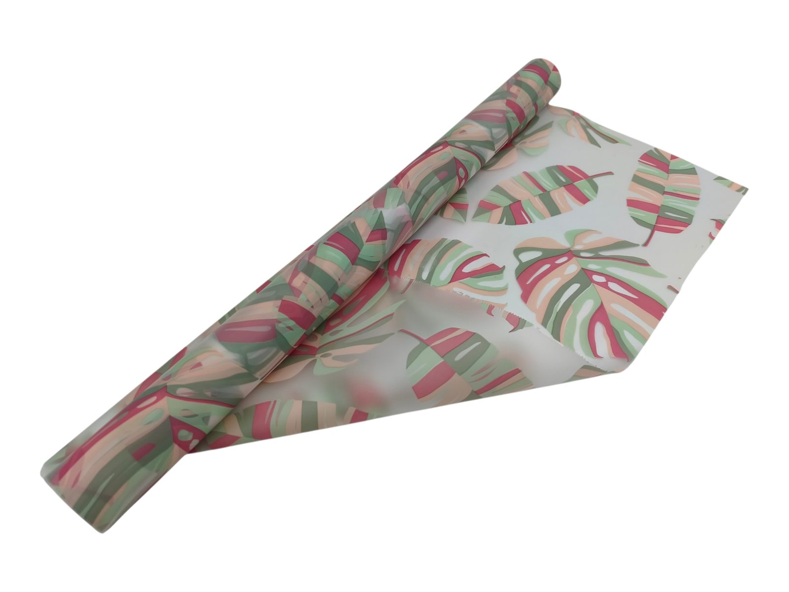 122.000063. ROLO CELOFANE TRANSLUCIDO 70CMX25MTS MONSTERA COR:ROSA - Image 1