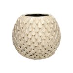 JARRA BOLA C/RELEVO FOLHAS COR:CREME