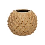 JARRA BOLA C/RELEVO FOLHAS COR:BEGE ESC.