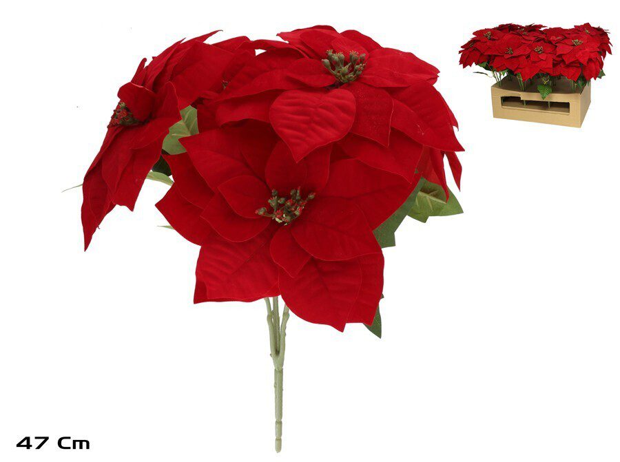8445393642833 RAMO POINSETIA X5 ARTIFICAL COR:VERMELHO - Image 1
