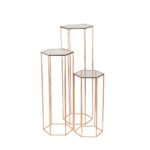 CONJ.3 COLUNA METAL COR:OURO C/TAMPO ACRILICO