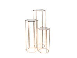 CONJ.3 COLUNA METAL COR:OURO C/TAMPO ACRILICO