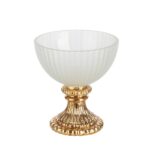 TAÇA VIDRO C/PE METAL COR:OURO