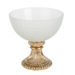 TAÇA VIDRO C/PE METAL COR:OURO