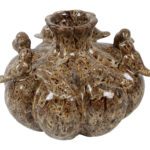 CERAMICA- VASO C/PASSAROS COR:CASTANHO