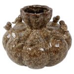 CERAMICA- VASO C/PASSAROS COR:CASTANHO
