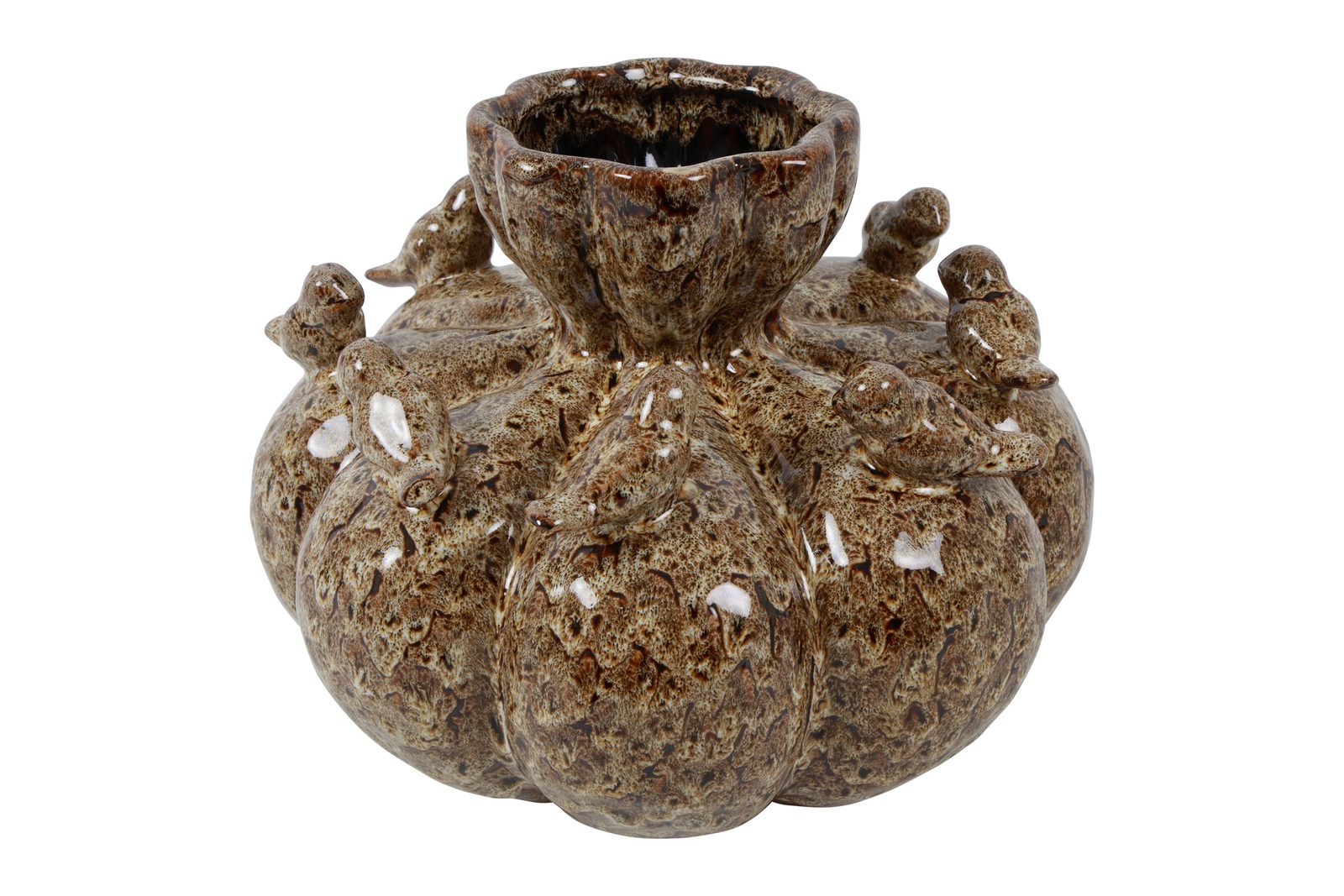 836821 CERAMICA- VASO C/PASSAROS COR:CASTANHO - Image 1