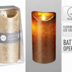 VELA CERA C/LED REALISTA COR:DOURADO